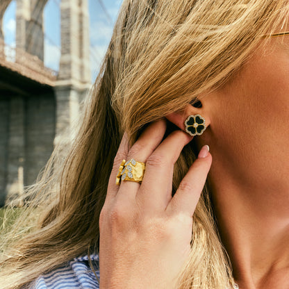 Downtown Flora Onyx Stud Earrings - FREIDA ROTHMAN