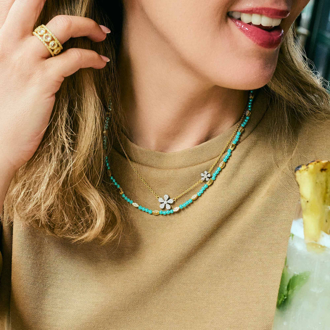 City Petals Turquoise Short Necklace - FREIDA ROTHMAN