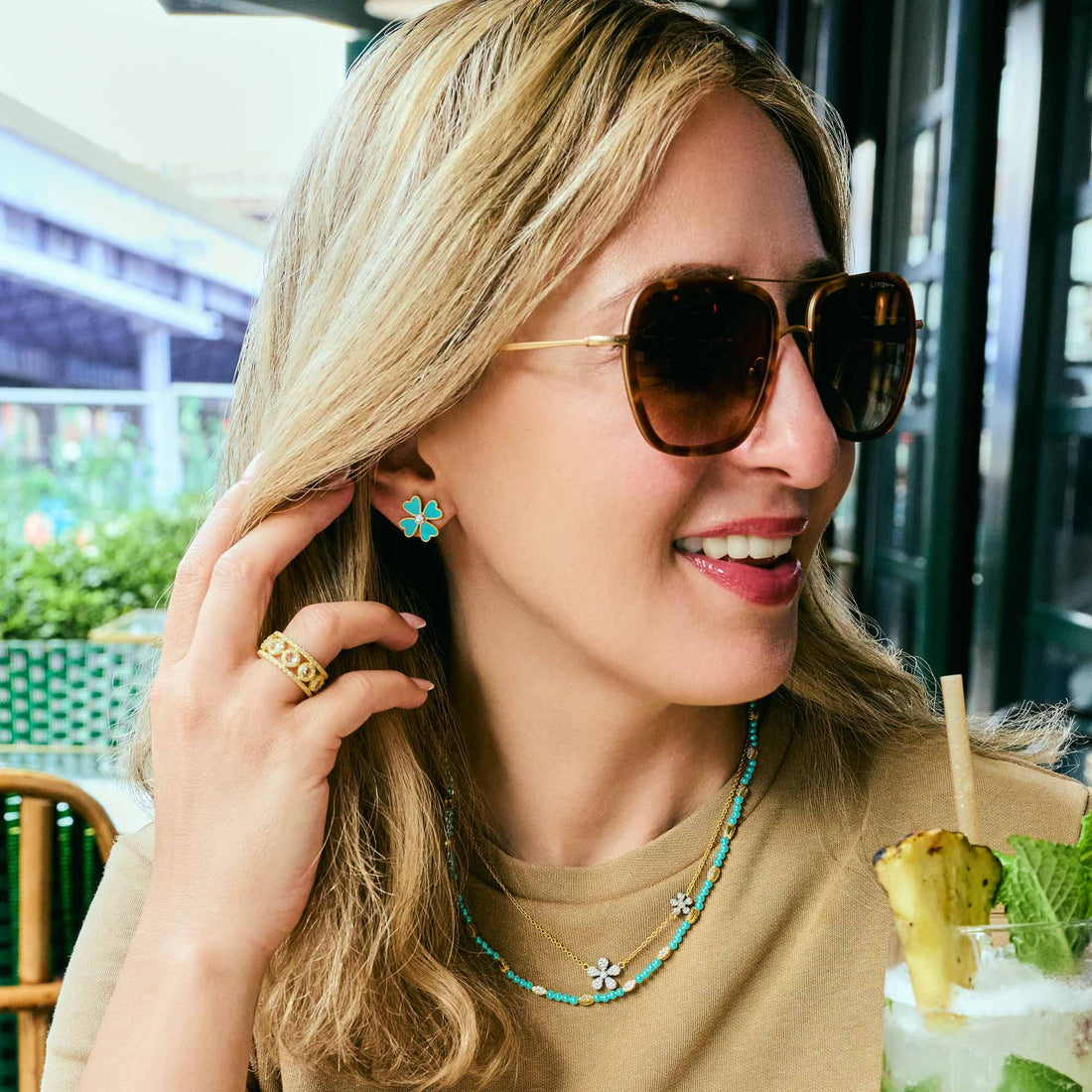 City Blooms Turquoise Stud Earrings - FREIDA ROTHMAN