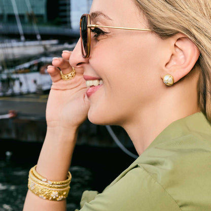 Garden of Grit Mother of Pearl Dome Stud Earrings - FREIDA ROTHMAN