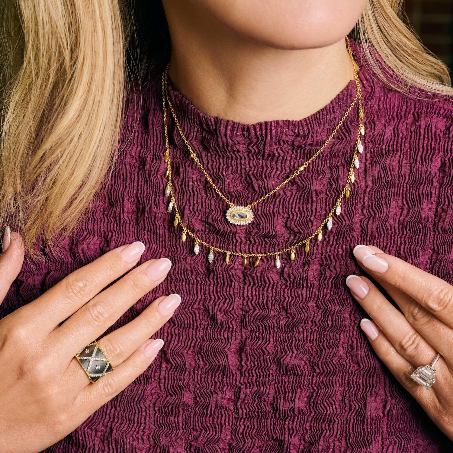 Signature Starburst Oval Charm Necklace - FREIDA ROTHMAN