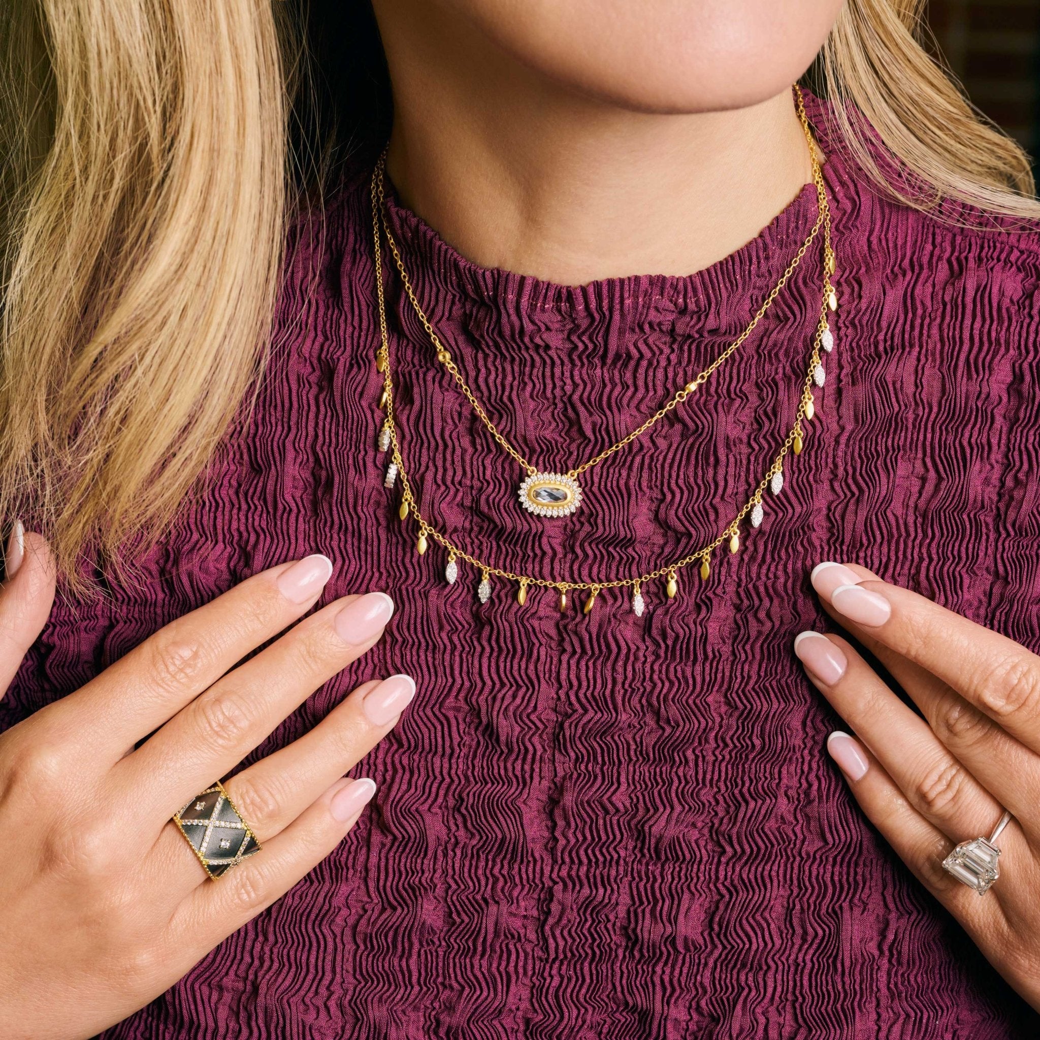 Signature Starburst Oval Charm Necklace - FREIDA ROTHMAN