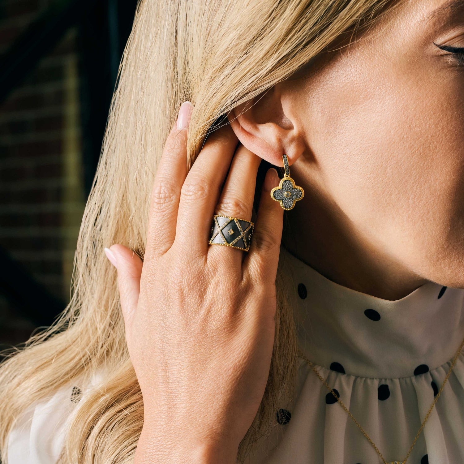 Brooklyn Mosaic Clover Pavé Drop Earrings - FREIDA ROTHMAN