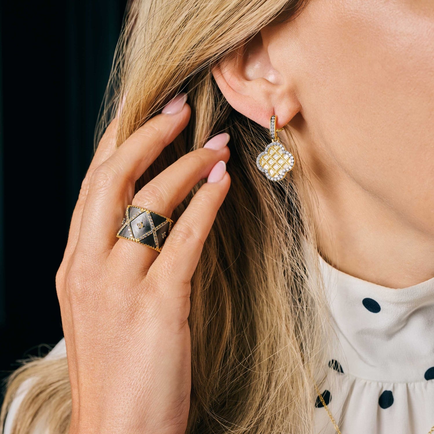 Brooklyn Mosaic Criss Cross Clover Earrings - FREIDA ROTHMAN