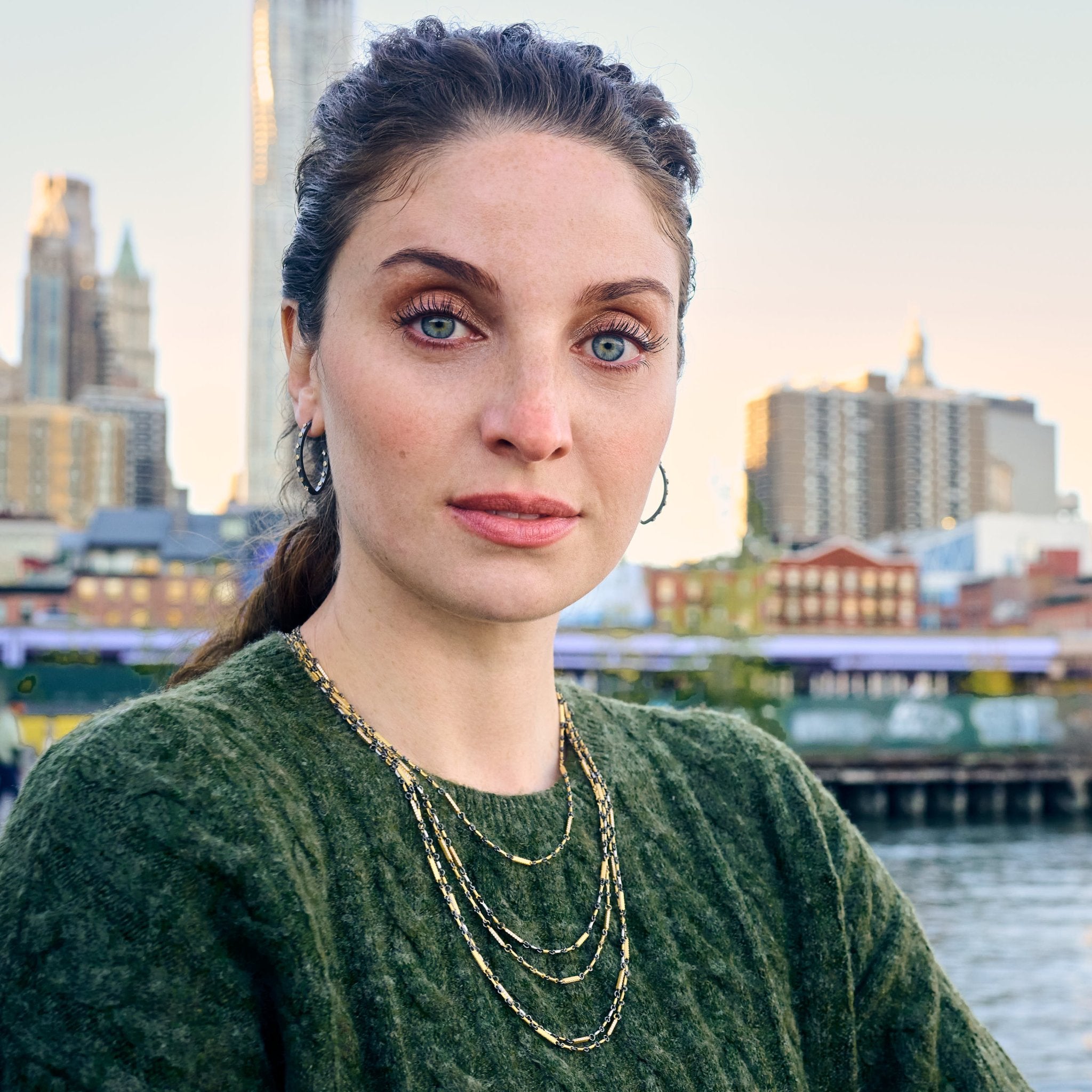 Signature Studded Eternity Oval Pointed Hoop - FREIDA ROTHMAN