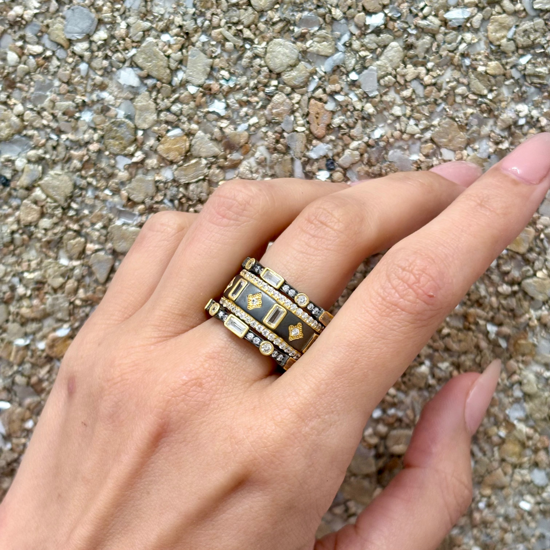 Celestial Midnight Window 3-Stack Ring