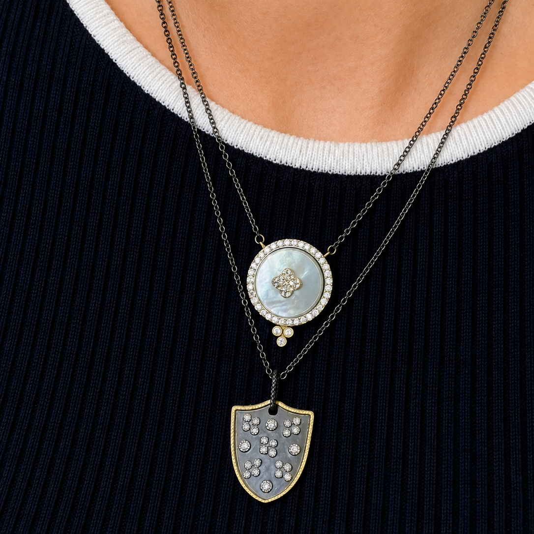 Mother of Pearl Clover Medallion Necklace