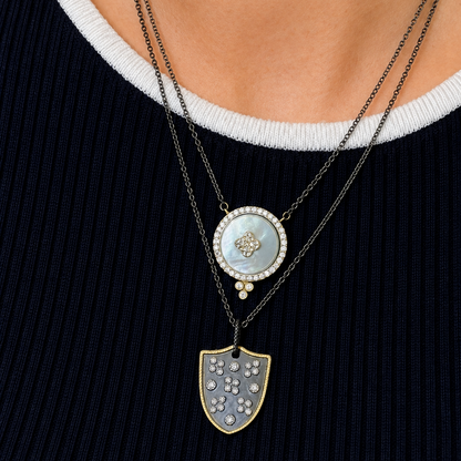 Mother of Pearl Clover Medallion Necklace