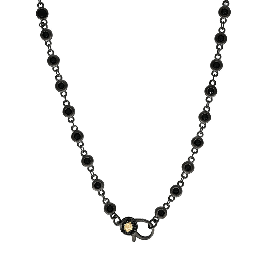 18" Black CZ Bezel Charm Bar Chain
