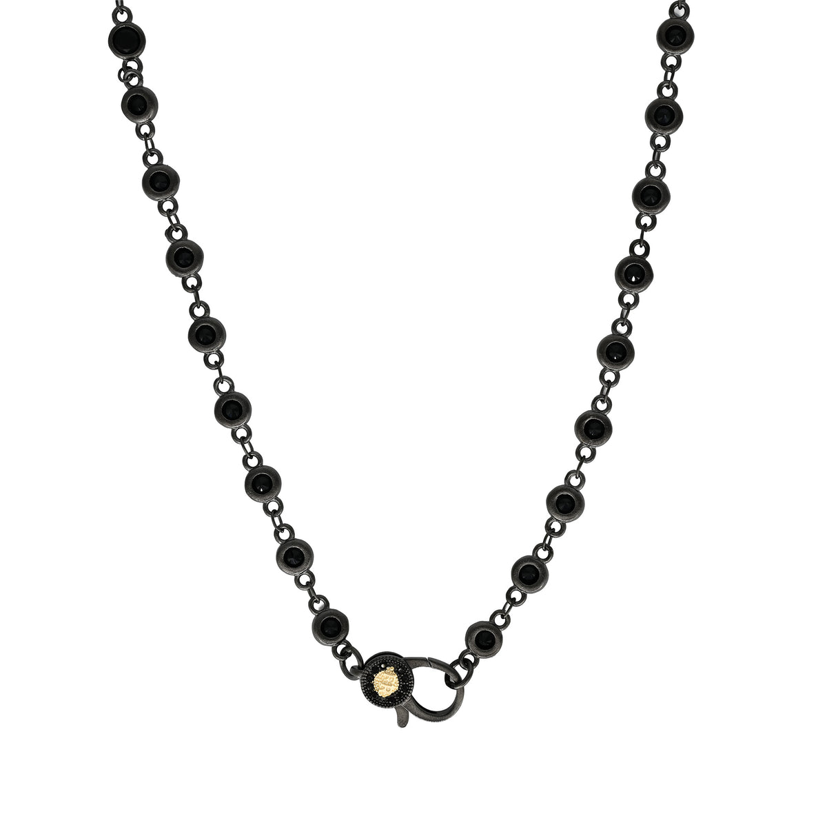 18" Black CZ Bezel Charm Bar Chain