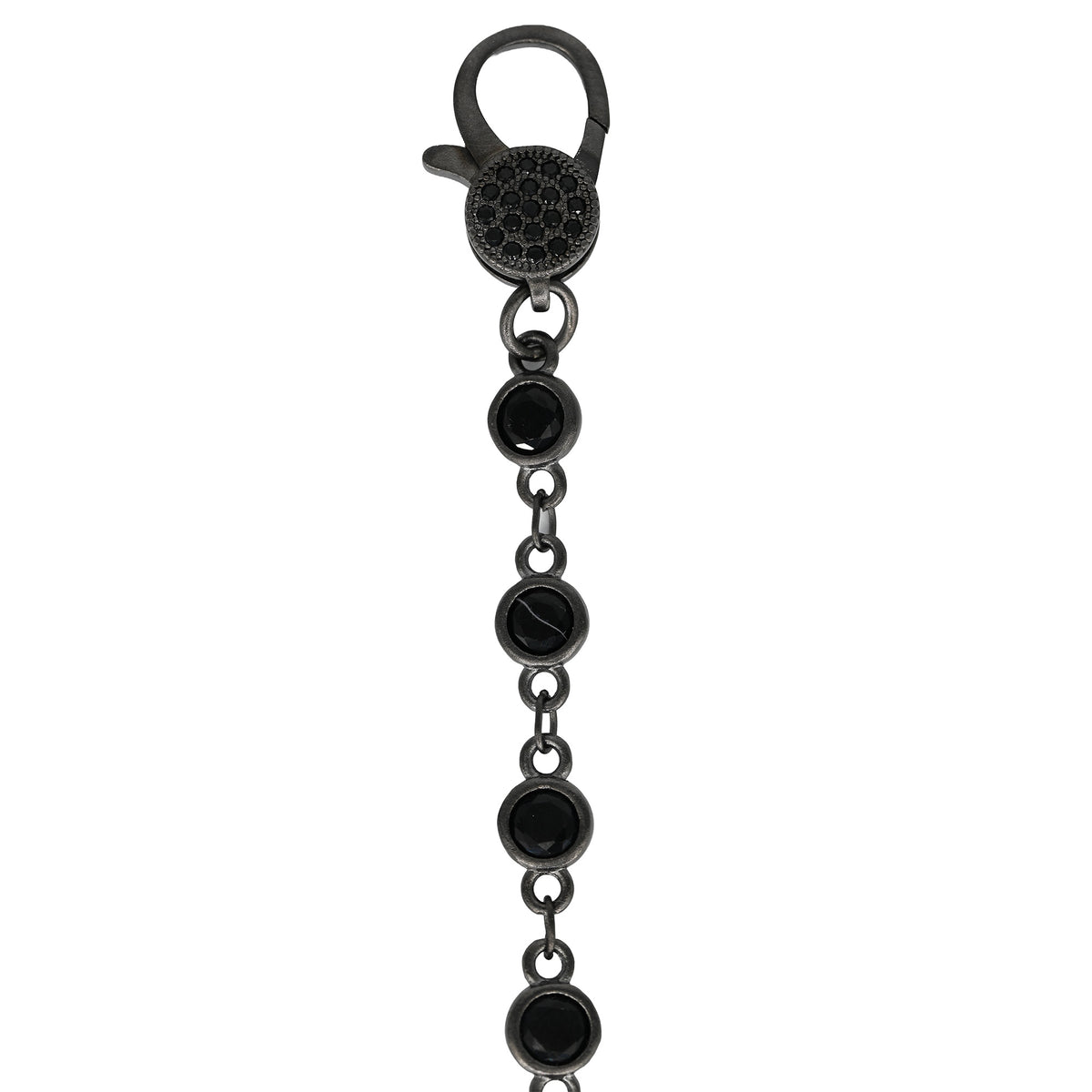 18" Black CZ Bezel Charm Bar Chain