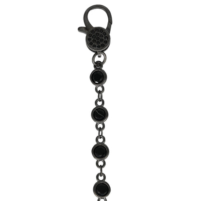 18" Black CZ Bezel Charm Bar Chain