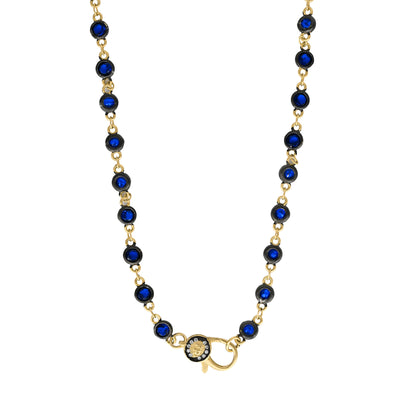 18" Blue CZ Bezel Charm Bar Chain