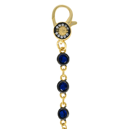 18" Blue CZ Bezel Charm Bar Chain