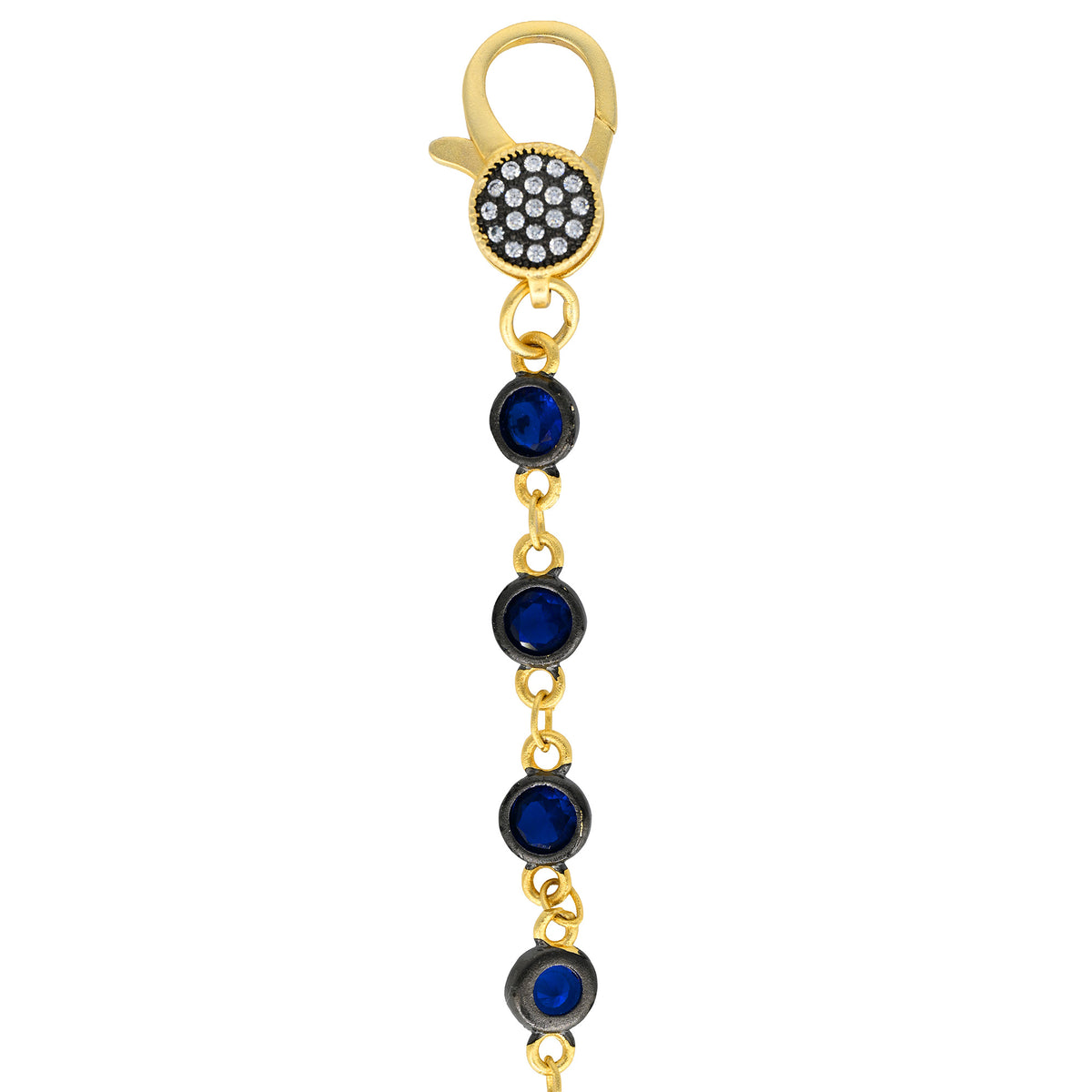 18" Blue CZ Bezel Charm Bar Chain