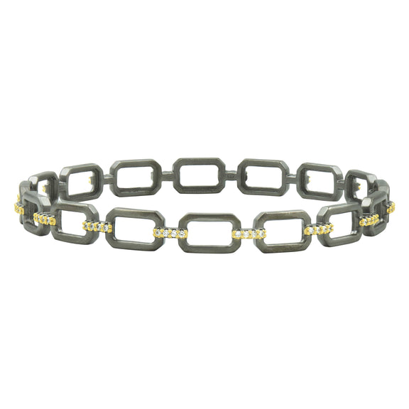 GoldBlackMatteFinish Chain Link Slide Bangle Signature BRACELET