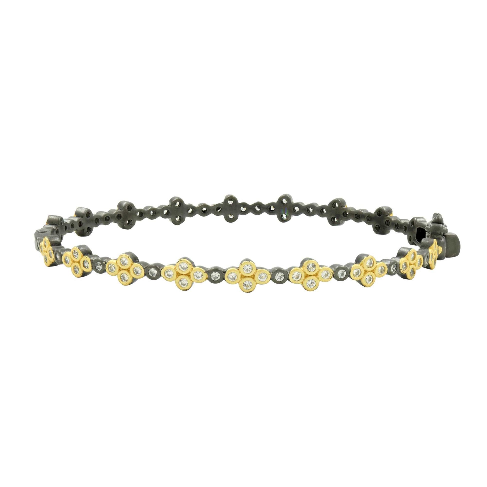 GoldBlack Clover Station Hinge Bangle Signature BRACELET