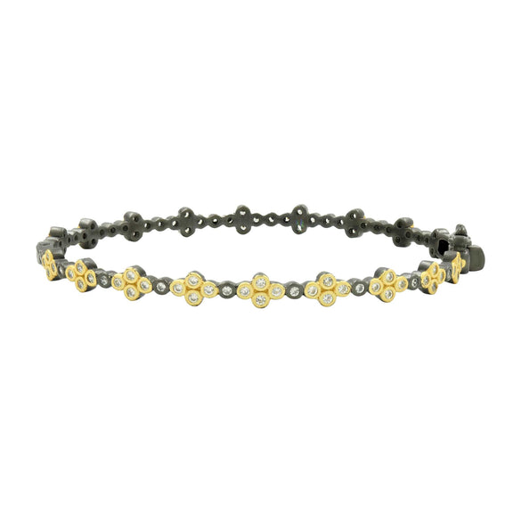 GoldBlack Clover Station Hinge Bangle Signature BRACELET