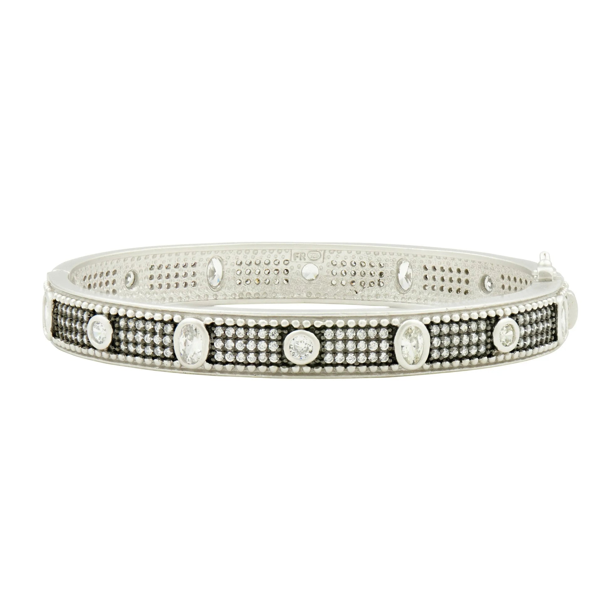 PlatinumandBlackGoldonSterlingSilver Hinge Bangle HINGE BANGLE FOR STACKING BRACELET