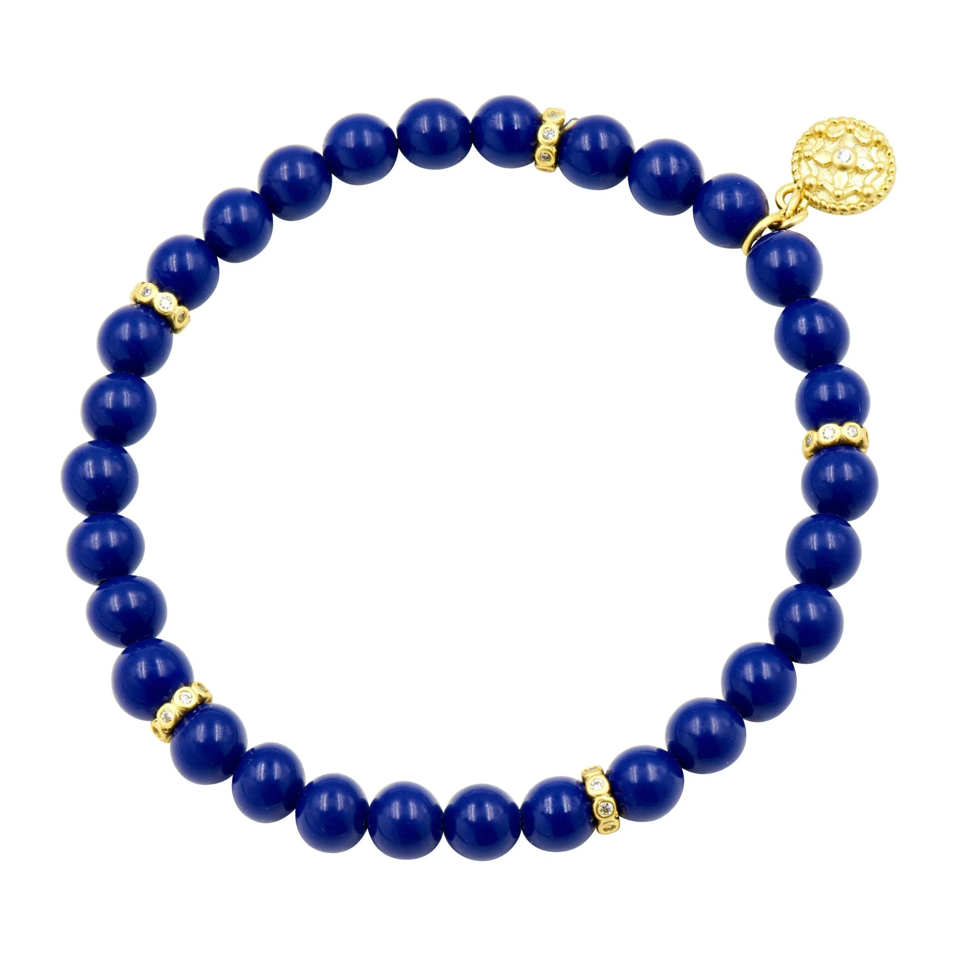 Lapis Matte Bead Stretch Bracelet Brooklyn Coast BRACELET