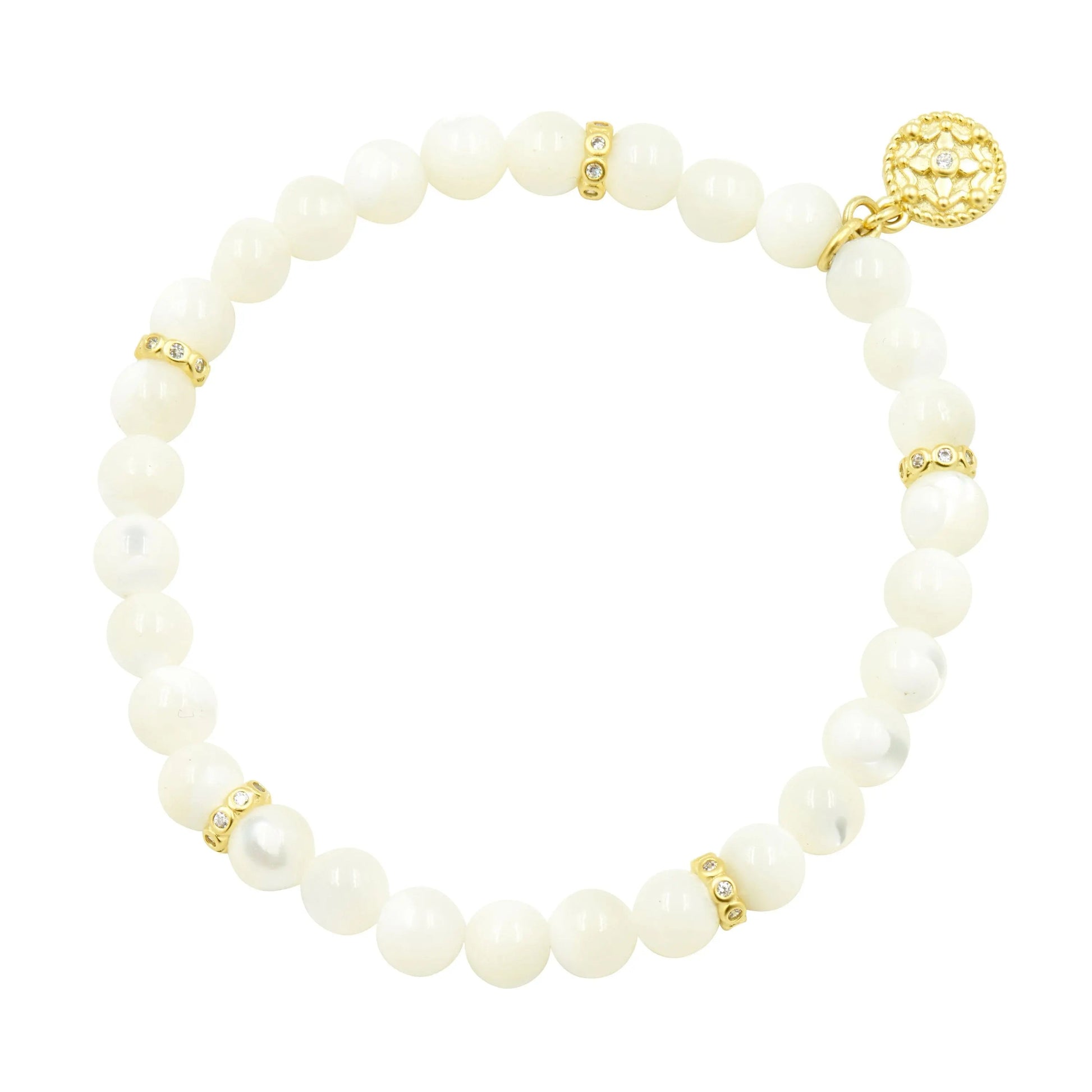 MotherofPearl Matte Bead Stretch Bracelet Brooklyn Coast BRACELET