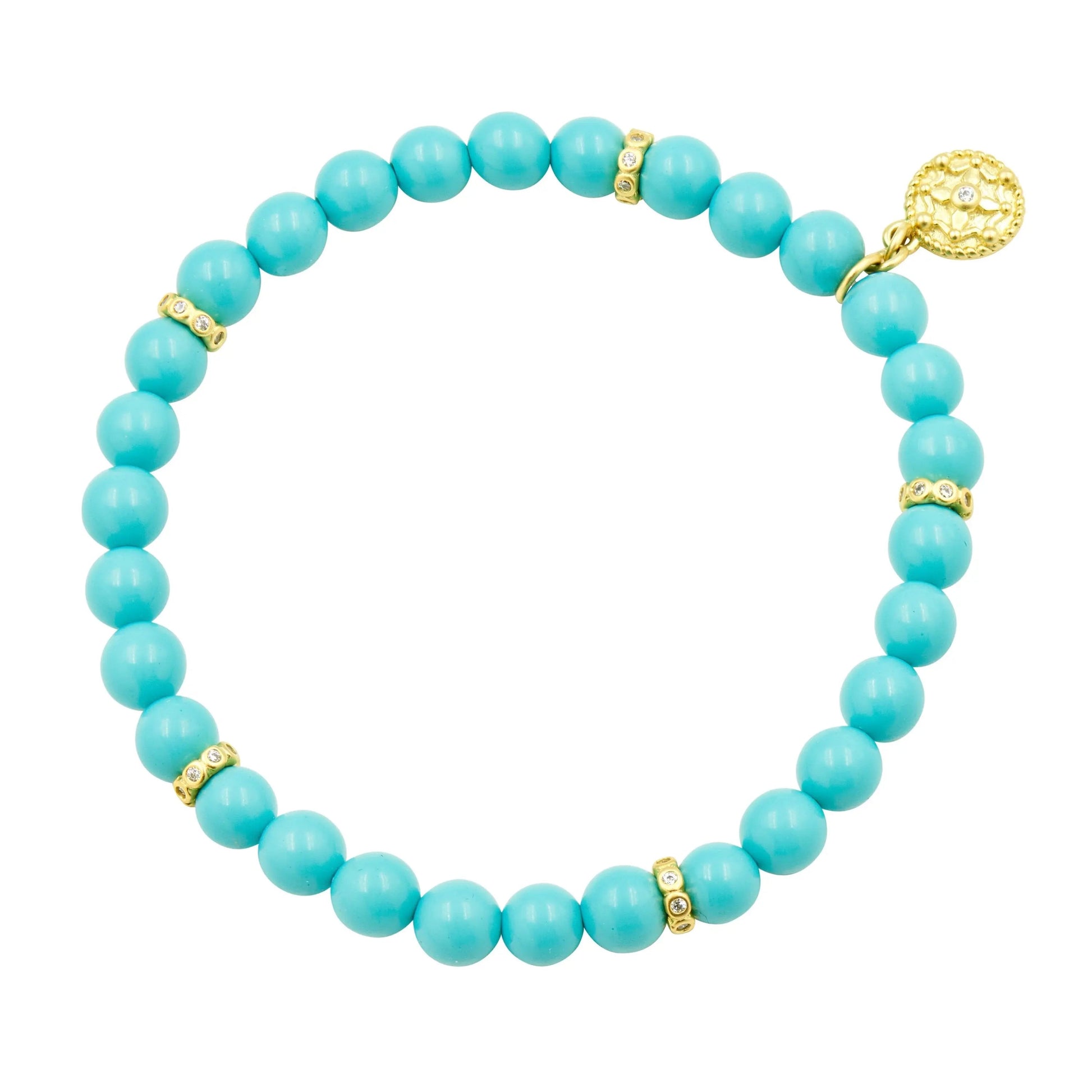 Turquoise Matte Bead Stretch Bracelet Brooklyn Coast BRACELET