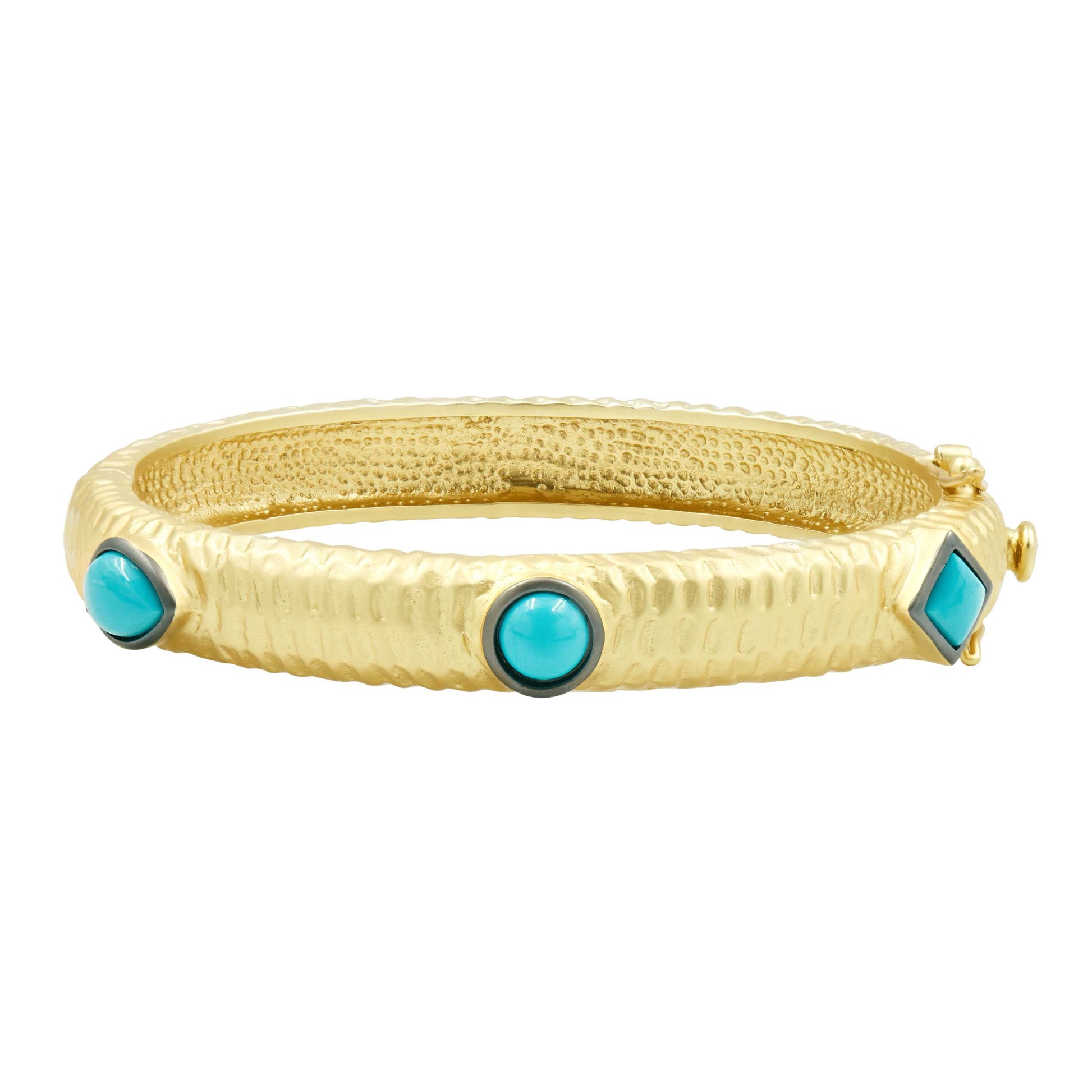 Turqoise Multi-Shaped Stone Wide Hinge Bangle FR Vault BRACELET
