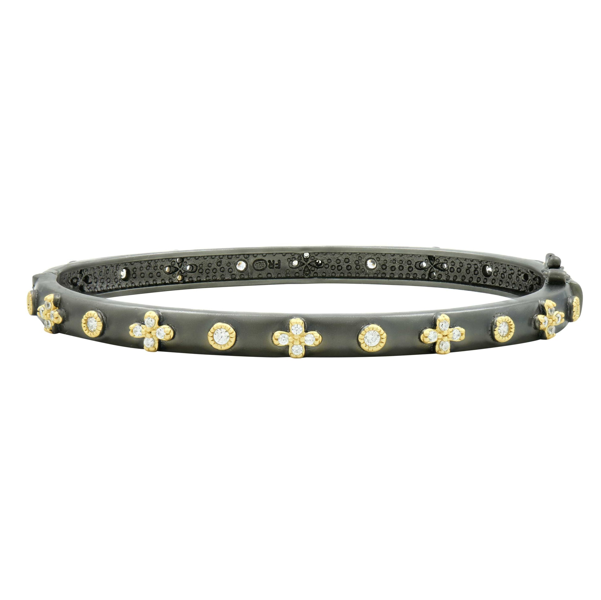 GoldBlack Our Favorite Clover Hinge Bangle Signature BRACELET