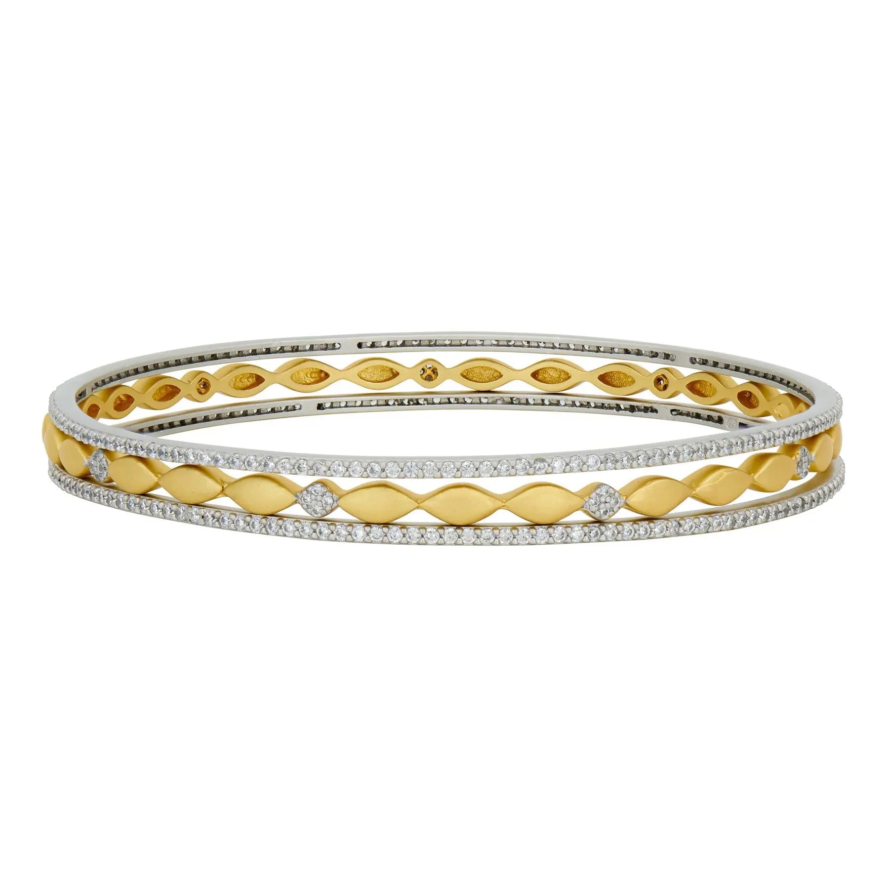  Petals and Pavé 3-Stack Slide On Bangles FREIDA ROTHMAN BRACELET