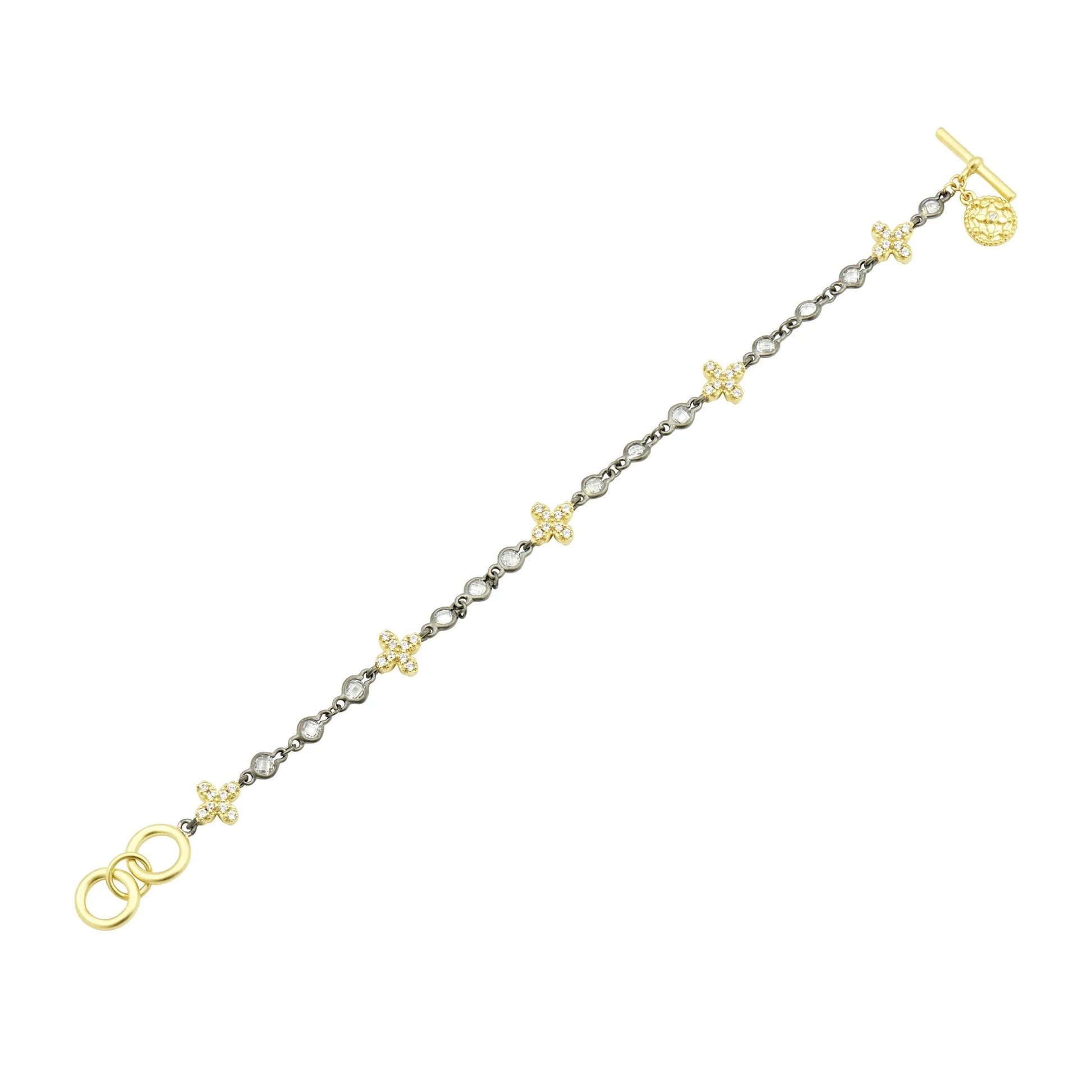 BlackGoldand14KGoldonSterlingSilver Signature Clover Stone Soft Bracelet Signature BRACELET