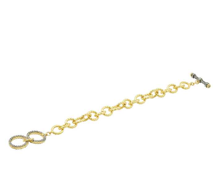 14KGoldandBlackGoldonSterlingSilver Signature Two Tone Chain Bracelet Signature BRACELET
