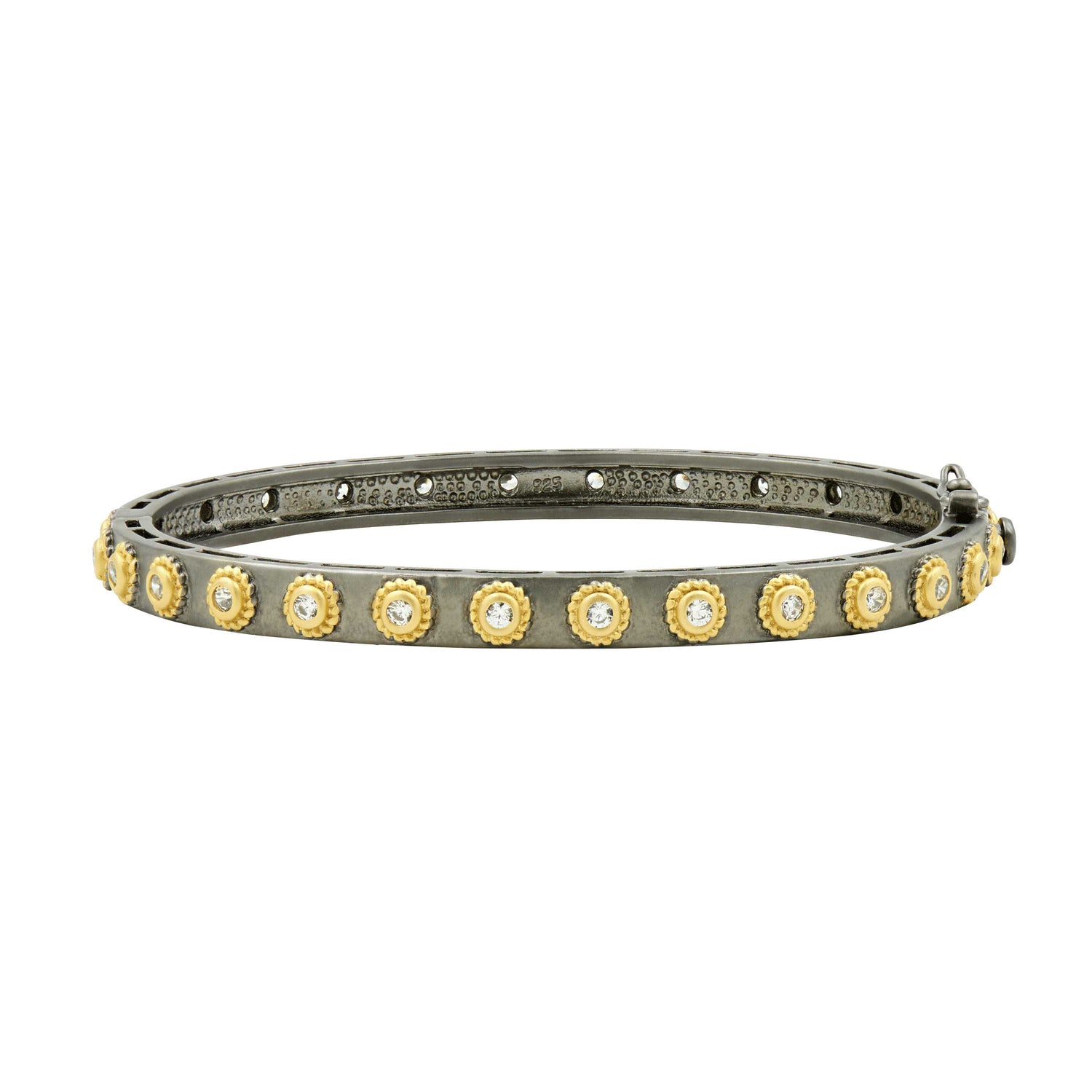 BlackGoldand14KGoldonSterlingSilver Studded Eternity Hinge Bangle Signature BRACELET