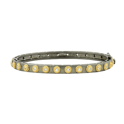 BlackGoldand14KGoldonSterlingSilver Studded Eternity Hinge Bangle Signature BRACELET