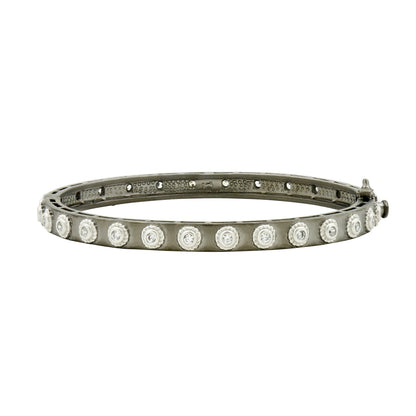 BlackGoldandPlatinumonSterlingSilver Studded Eternity Hinge Bangle Signature BRACELET