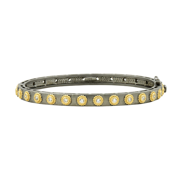 GoldBlackReverse Studded Eternity Hinge Bangle Signature BRACELET