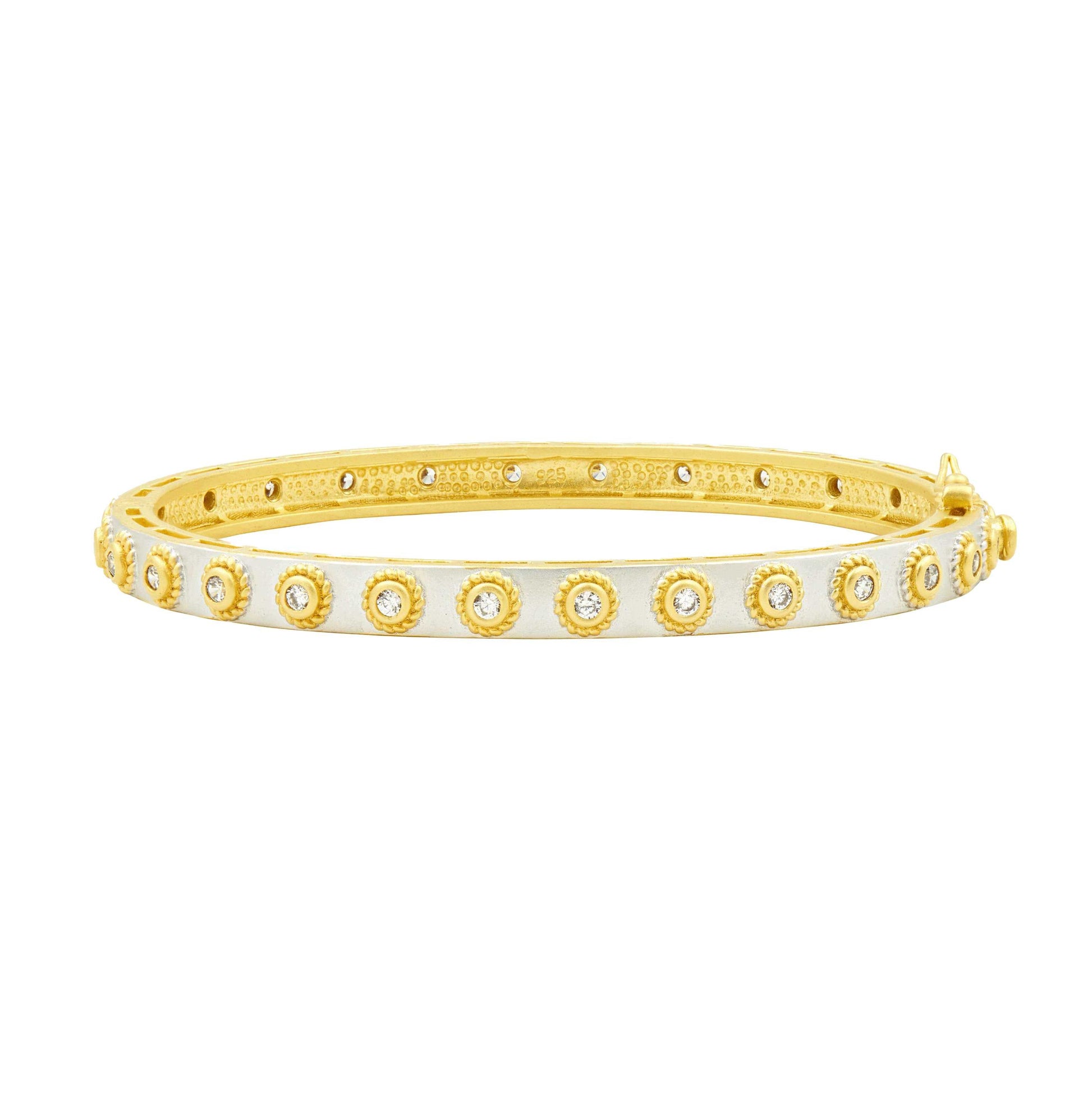 GoldSilver Studded Eternity Hinge Bangle Signature BRACELET