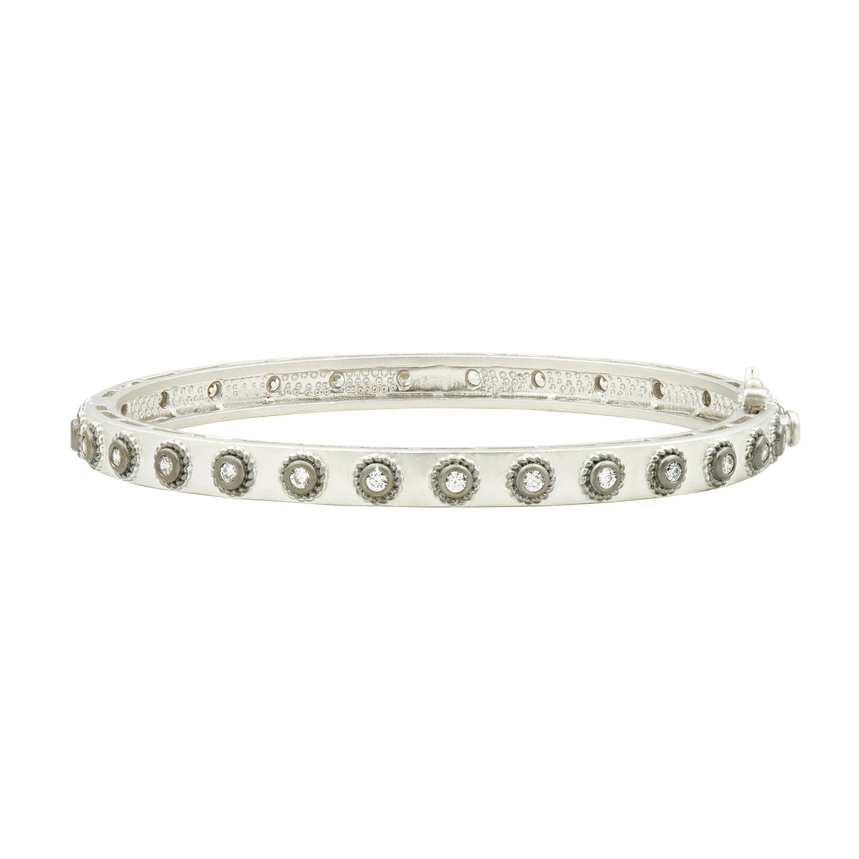 PlatinumandBlackGoldonSterlingSilver Studded Eternity Hinge Bangle Signature BRACELET