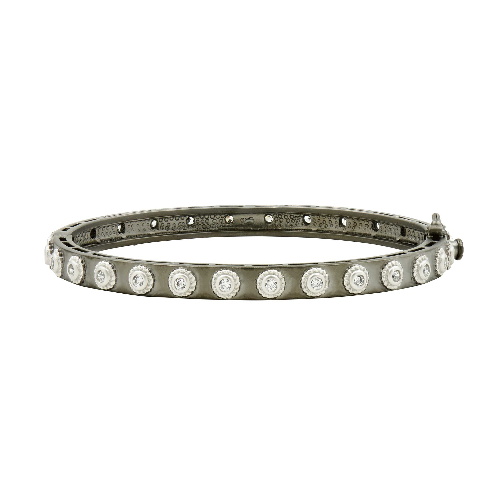 SilverBlackReverse Studded Eternity Hinge Bangle Signature BRACELET