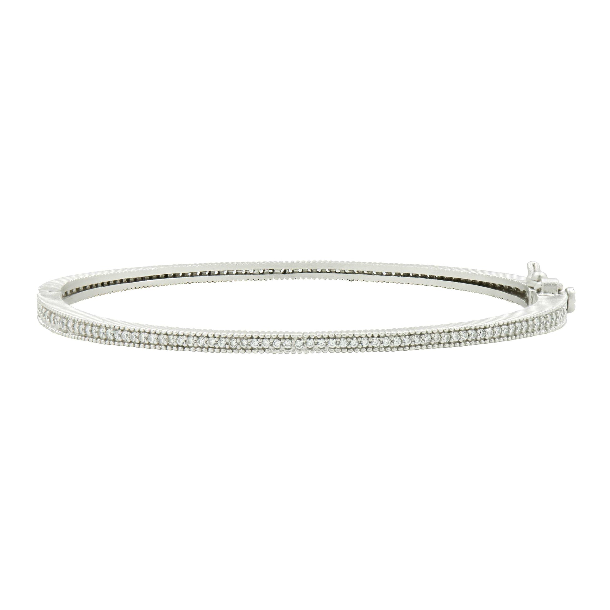 Silver The Classic Pavé Hinge Bangle Signature BRACELET