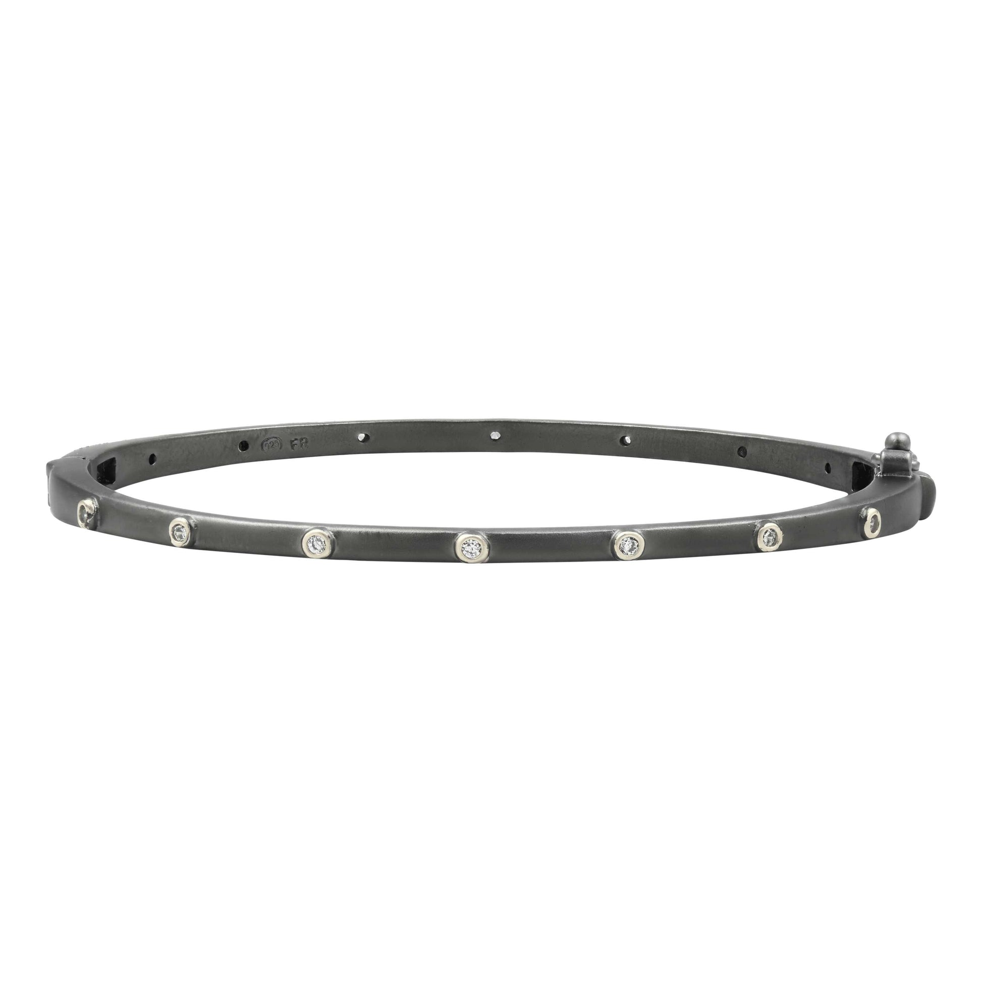 SilverBlack Thin Bezel Stacking Bangle Signature BRACELET