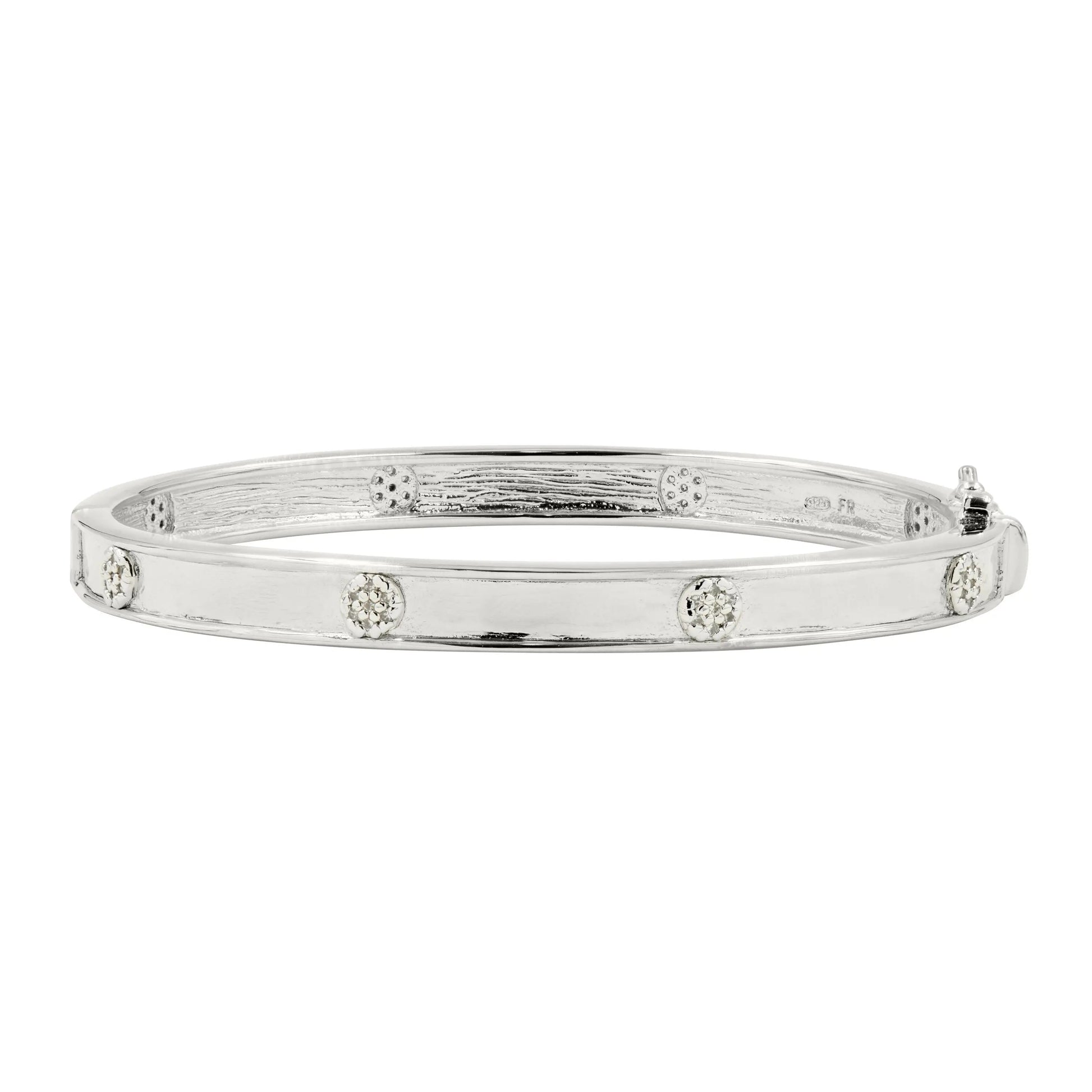 PlatinumonSterlingSilver Your Shining Moment Hinge Bangle Radiance BRACELET