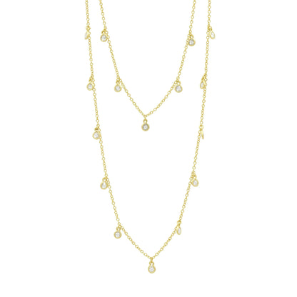 Gold Bezel Droplet Strand Necklace Signature 
