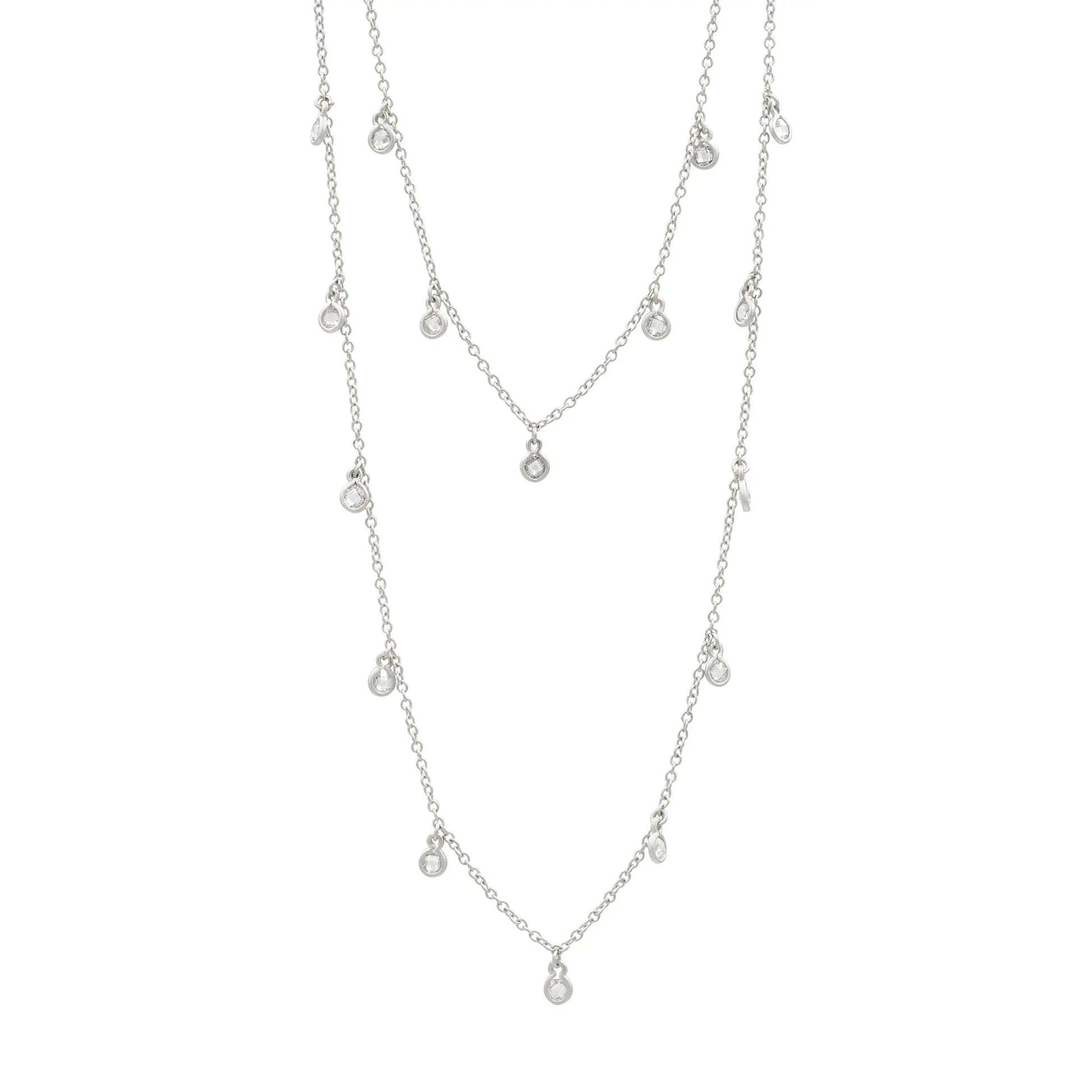 Silver Bezel Droplet Strand Necklace Signature 