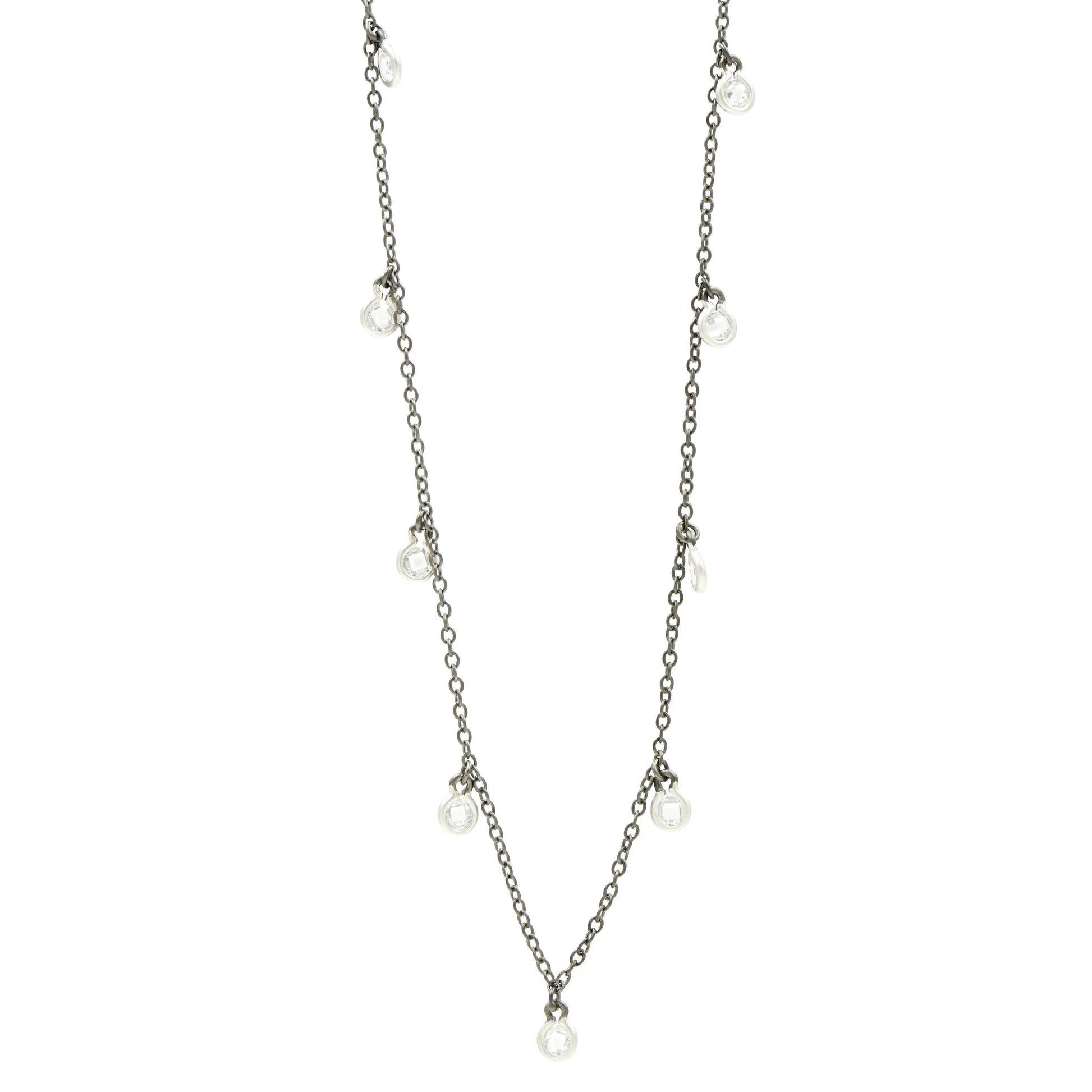 SilverBlack Bezel Droplet Strand Necklace Signature 