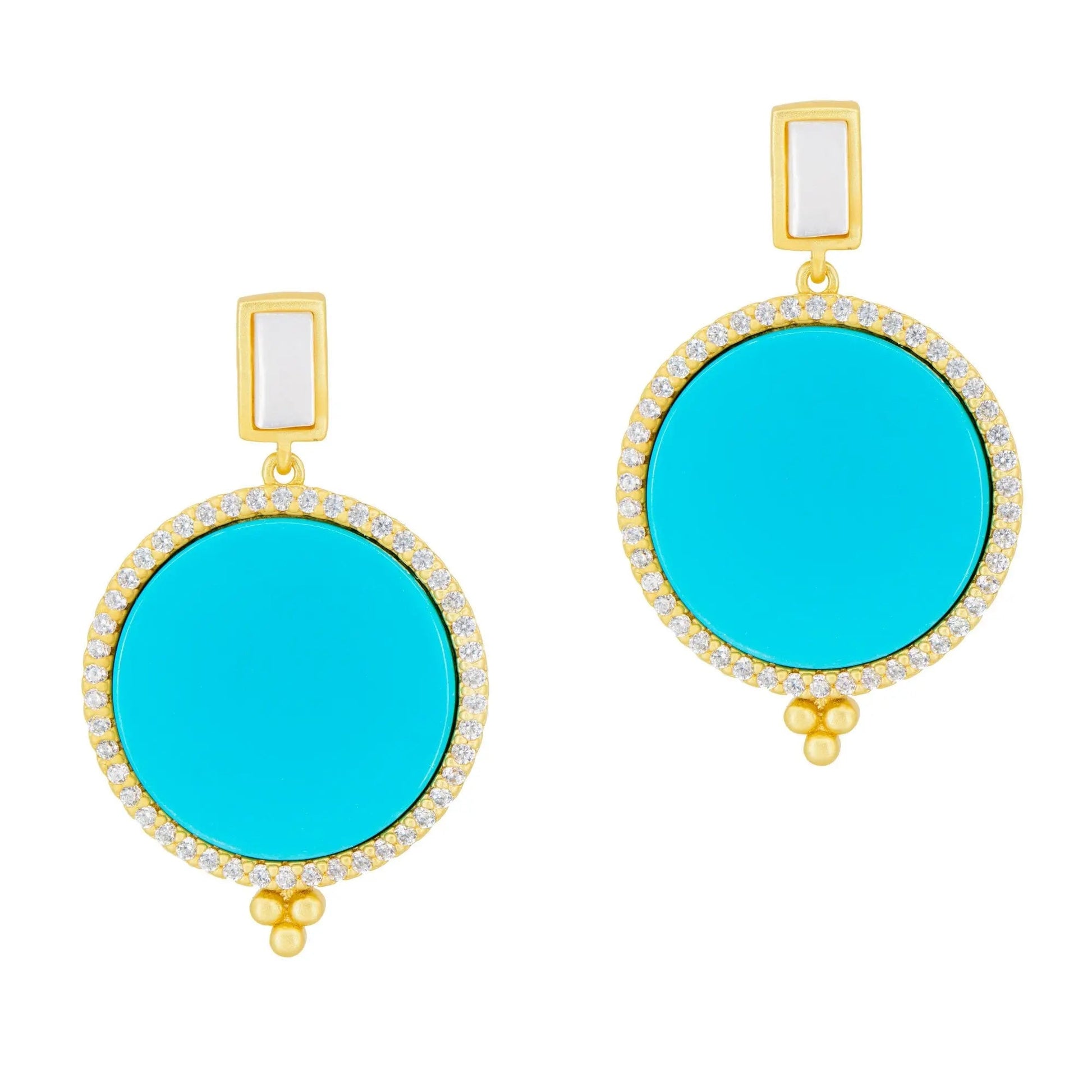 MotherofPearlTurquoise Candy Drop Flat Earring FREIDA ROTHMAN 