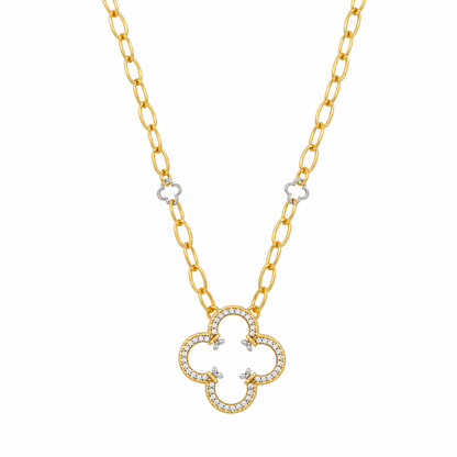 Pavé Open Clover Chunky Link Necklace