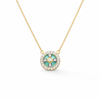 Turquoise Clover Cage Pendant Necklace