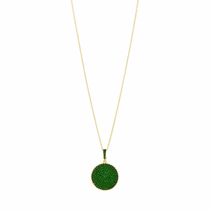 Pavé Disc Double-Sided Pendant Necklace