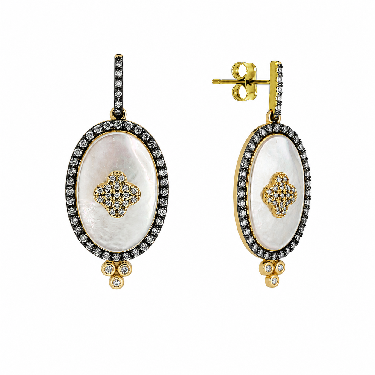 Mother of Pearl Medallion Drop Earrings