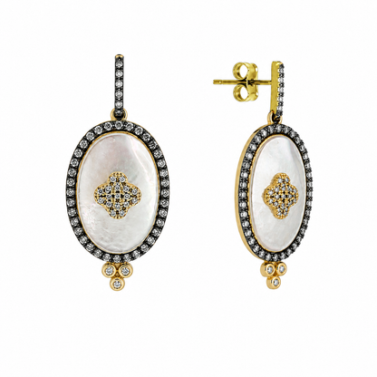 Mother of Pearl Medallion Drop Earrings